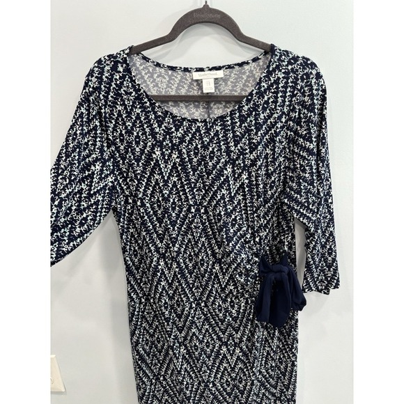 Motherhood Maternity Navy Teal Sheath Dress W/Adjustable Tie Waist Size Large - Picture 3 of 11